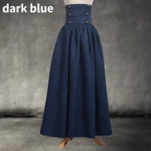 Women Skirt Medieval Half Dress Long Pleated Frill Tunic High Waist Swing Retro - Foto 1 di 12
