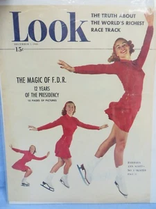 1948 Look Magazine Copertina Pagina Barbara Ann Scott Modellino Pattinatore - Foto 1 di 3