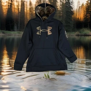 Under Armour Hoodie M Camo Pullover Waterfowl Elite Long Island Duck Hunting Men - Picture 1 of 16