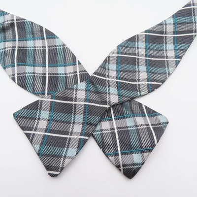 Pajarita Nicole Miller roja azul gris blanca a cuadros 2" de ancho autocorbata seda Foto 1 de 4