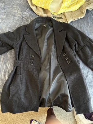 Abrigo negro texturizado AB Studio talla 8 para mujer Foto 1 de 3