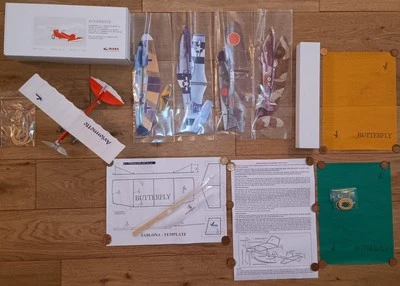 6 x IKARA indoor rubber FF model's AVIONETTE ARTF, BUTTERFLY kit and 4 fighters. - Image 1 of 4