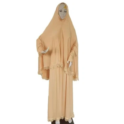 2 Piece Set Hooded Abayas Skirt Muslim Women Hijab Dress Ramadam Prayer Garment - Image 1 of 4