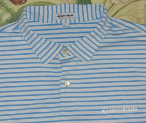 PETER MILLAR Taylormade blau gestreiftes Kurzarm Performance Poloshirt XL - Bild 1 von 3