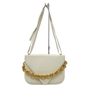 BOTTEGA VENETA Mount Medium Calf Leather Chain Shoulder Bag Pochette IVORY - Picture 1 of 9