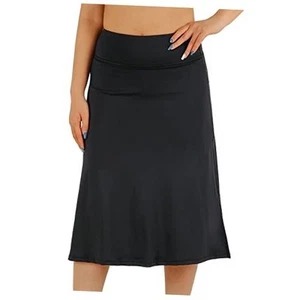 Womens Skorts Modest Knee Length Skirts Athletic X-Large All Black With Shorts - Picture 1 of 6