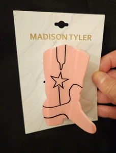 Bota de Vaquero Madison Tyler Rosa Garra de Pelo Clip Asesor Talla Mediana NUEVA EN PAQUETE - Imagen 1 de 3