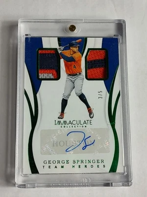 2019 Panini Immaculate #/5 George Springer Dual Auto Patch Team Heroes - Image 1 of 3