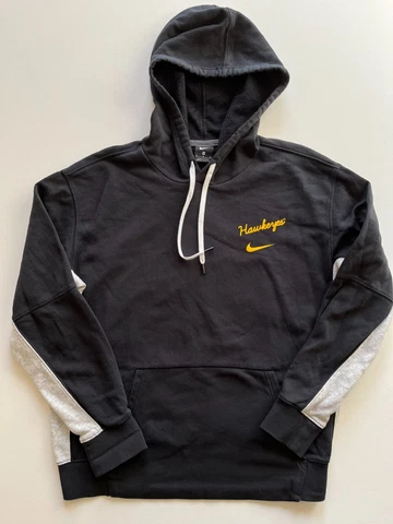 Nike Iowa Hawkeyes Hoodie Mens Medium Black Yellow Long Sleeve Pockets NCAA Logo Cover