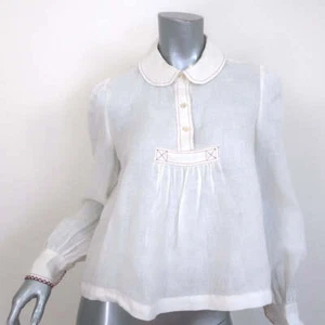 Isabel Marant Etoile Daloa Collared Blouse Cream Linen Size 38 Long Sleeve Top - Picture 1 of 8