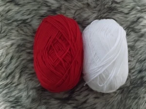 Holiday / Christmas Red And White Soft Two Bundle Yarn Lot New - Picture 1 of 3