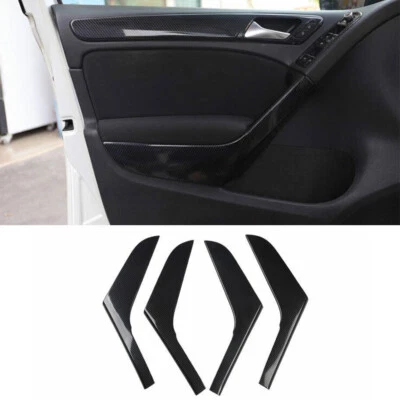 Cubierta de tira de reposabrazos interior de fibra de carbono para Volkswagen Golf MK6 10-13 4x Foto 1 de 4