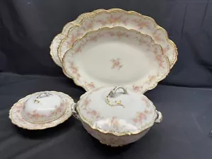 Bawo & Dotter "PINK FLORAL" Elite Limoges ~ 8 Piece Serving Set: Platters, +++ - Picture 1 of 18