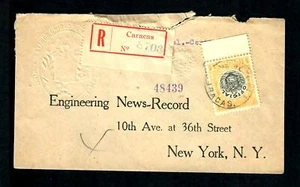 Lot2v Bolivia Cover R. Caracas 1917 Official Seal Embossed to News Record NY USA - Picture 1 of 2