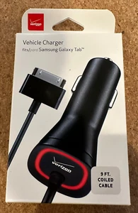 Verizon 9-Ft Coiled Cable Vehicle Charger for Samsung Galaxy Tab 30-Pin - Black - Picture 1 of 5