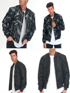 Mens Lightning Print Bomber Jacket Coat Print Outwear Tops Varsity Jacket Athlet - Picture 1 of 4