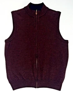 Unworn Vintage Y2K Pendleton Merino Wool Knit Burgundy & Navy Cardigan Vest M - Picture 1 of 5