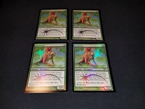 MTG 4x WPN Astral Promo green LP-NM German FOIL Sylvan Ranger ships w/ tracking - Picture 1 of 2