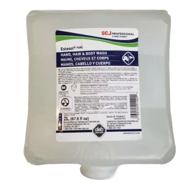 Case of 4 SC Johnson Estesol Pure 2L Hand Hair Body Wash PUW2LTR Deb Skin Care