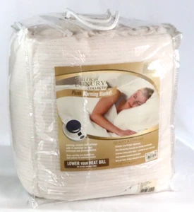 Plush Dual Control Queen Size Heated Ivory Blanket Soft Heat Luxury Collection - Picture 1 of 11