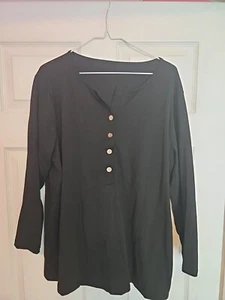 Womens 3/4 Sleeve Blouses Casual Loose Fit Solid Color L 100% cotton - Picture 1 of 2