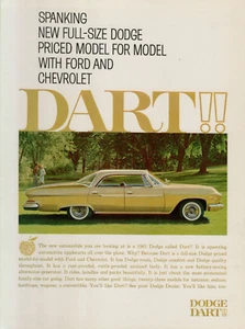 1961 Dodge Dart Yellow Gold Full-sized Park Grass Date Car Vintage Print Ad - Picture 1 of 1