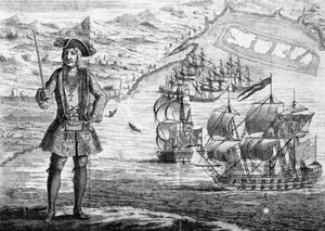 Bartholomew Roberts, barba negra pirata. Nuevas impresiones de ilustración vintage en B&W - Imagen 1 de 2
