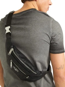 GUESS Ezra LOGO BELT BUM BAG & CROSSBODY SHOULDER BAG Black BNWT New AUTHENTIC - Picture 1 of 12