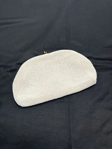 VTG 1950s Belgium Made Saks Fifth Avenue White Glass Seed Beaded Clutch Handbag - Picture 1 of 4