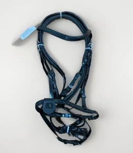 New PVC Horse Bridle Black Padding Double Nose Band Reins Large Pony Small Cob - Picture 1 of 13