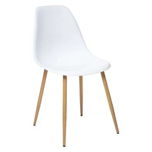 Taho Conjunto 4 Sillas Blanco & Patas Madera Claro - Estructura PVC & Metal, Med - Imagen 1 de 5
