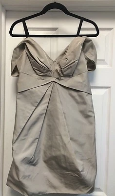 Marc Jacobs Couture бежевый империи 100% шелк платье черный ремни мини размер 8 $2,5K - Изображение 1 из 4