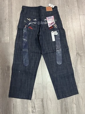 Винтажный новый с Ярлыками Evisu Genes мешковатые синий японский вышитый чайка Y2k джинсы 36/34 - Изображение 1 из 4