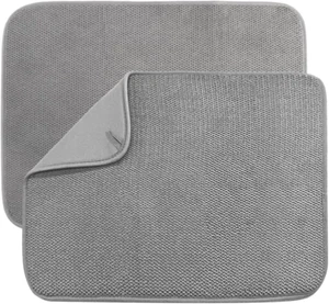 2Pack 20×15 In Microfiber Dish Drying Mat Absorbent Dish Drainer Kitchen Counter - Picture 1 of 7