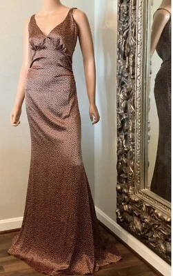 Vestido Largo Tracy Reese Seda Marrón Lunares Talla 4/6 Foto 1 de 4