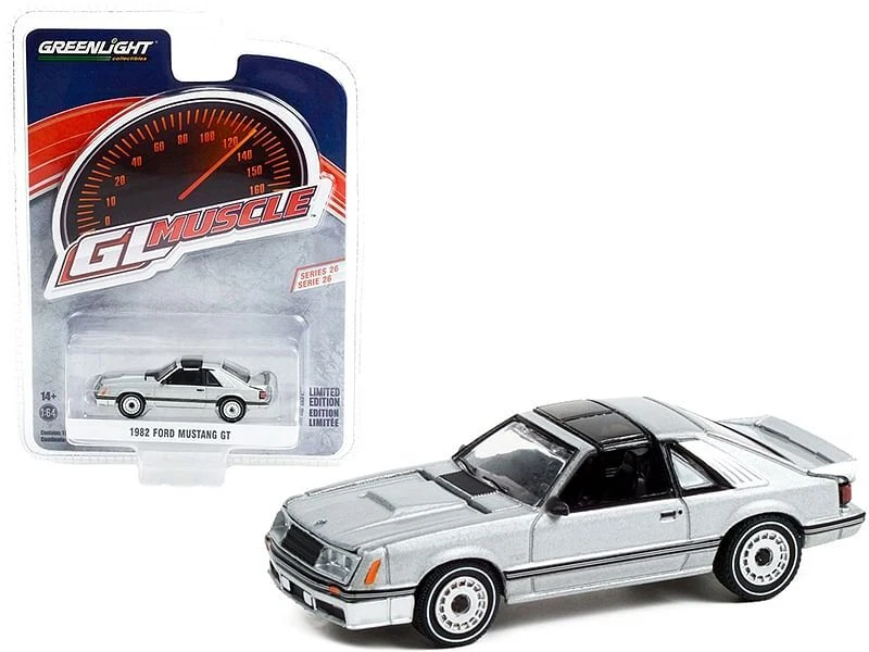 1982 Ford Mustang GT 5.0 Silver Metallic with Black Stripes "Greenlight Muscle"