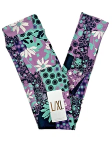 NEW Lularoe Leggings Girls L/XL (sz 8-14) Floral Geometric Buttery Soft Stretch - Picture 1 of 9