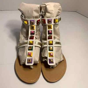 Catherine Malandrino Multi Color Studded Gladiator Pista Thong Sandals Size 8 - Picture 1 of 11