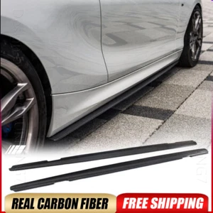 Real Carbon Fiber Side Skirt Extension Lip For BMW 2Series F22 F23 M Sport 14-20 - Picture 1 of 13