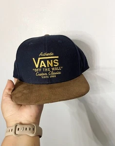 Vans “Off The Wall” Hat Dark Blue With Brown Bill Snap Back Adjustable - Picture 1 of 2