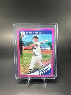 2018 Panini Donruss Optic Eddie Mathews #41 Pink Prizm Milwaukee - Image 1 of 2
