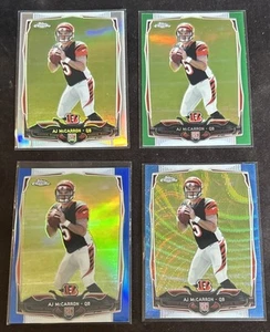 AJ McCarron 2014 Topps Chrome Rookie Refractor Lot Blue /199 + Blue Wave+ Green - Picture 1 of 2