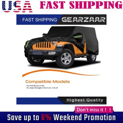 6-Layer Car Cover For Jeep Wrangler 2 Door CJ YJ TJ JK Dust UV Rain Protection - Image 1 of 4