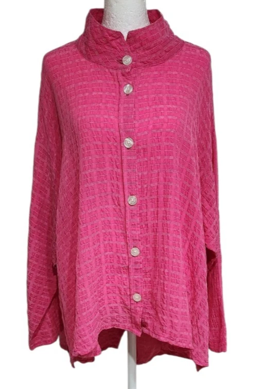 Vestido para matar a Jane Mohr rosa con botones dobladillo asimétrico de algodón talla única Foto 1 de 4