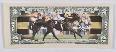 2017 $2 Colorized US Note Race Horse - Seattle Slew Custom Printed FRN *9298 - Image 1 of 3