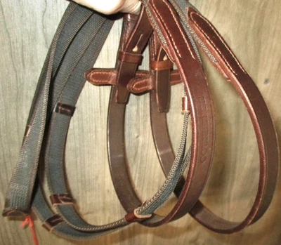 COURBETTE SureGrip 3/4 Leather-n-Soft Web Rubber TexTur Bridle Reins-New w/ Tags - Image 1 of 4