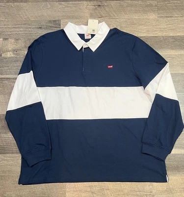 Camisa de rugby de manga larga Levis XXL azul blanco para hombre Foto 1 de 4