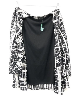 Chaqueta Picadilly Mujer Negra Plateada Abstracta Manga 3/4 Frente Abierto Talla XL Foto 1 de 4