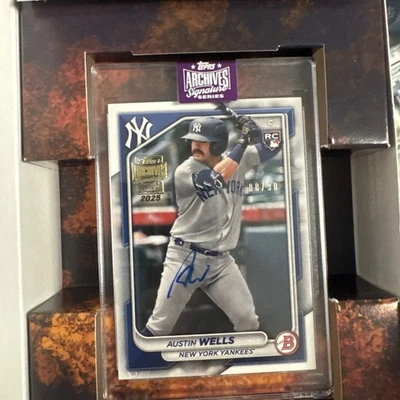 2024 Bowman Austin Wells #87 2025 Topps Archives Signature Auto /90 RC Yankees - Image 1 of 3