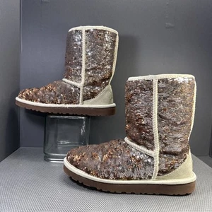 UGG Australia Classic Reversible Sequins Copper/Silver Sparkle Boots 3353 Size 7 - Bild 1 von 14